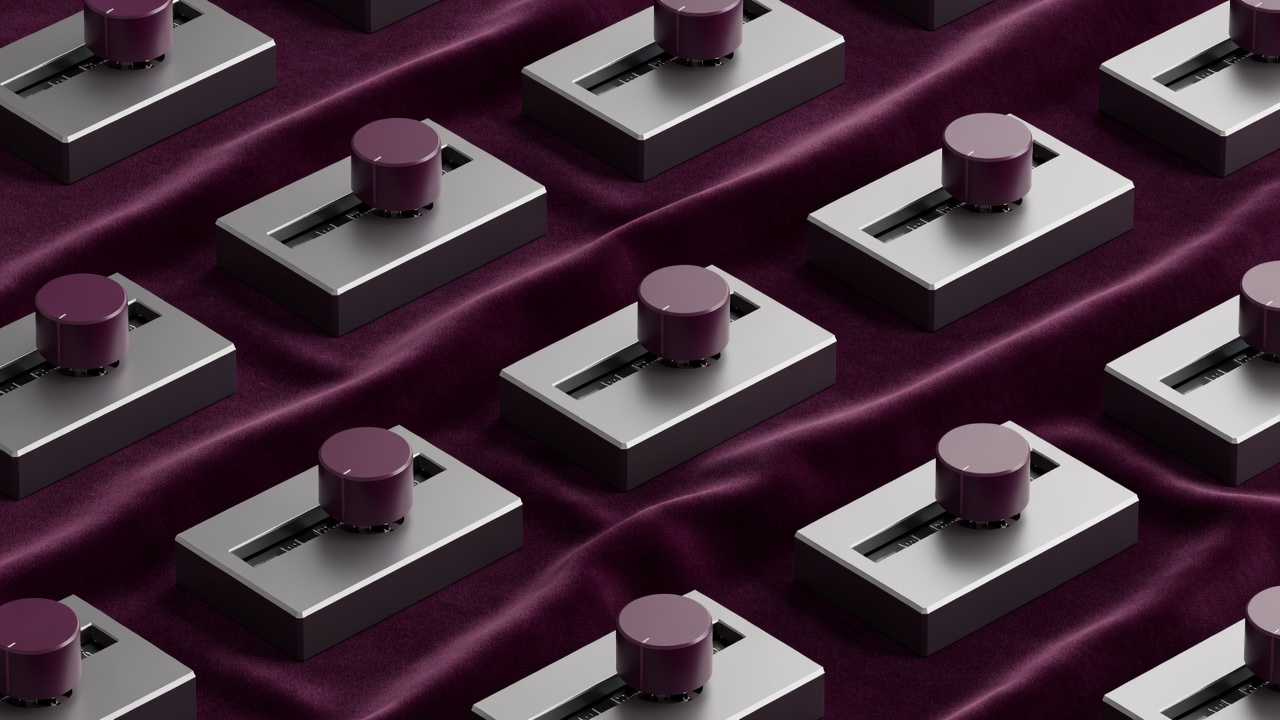 3D isometric render of calibrated limit meters on a plum velvet backdrop